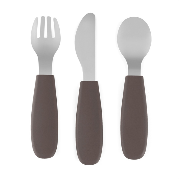 Petite&Mars Rozsdamentes acél evőeszközkészlet Take&Match Bitter Cocoa 12m+