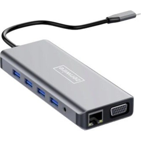 Zenwire USB‑C adapter hub 12v1 z 2x HDMI 4K, VGA, RJ45 gigabit, PD 87W, USB 3.0, SD/microSD, 3,5 mm, Mac/PC