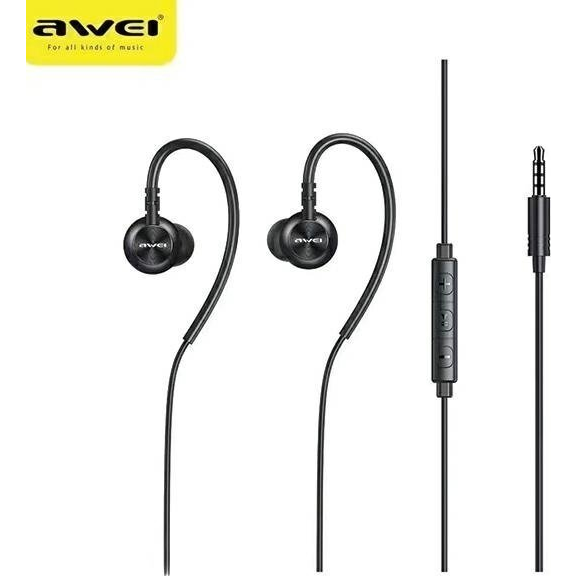 Slúchadlá AWEI stereo L3 3,5mm jack čierne