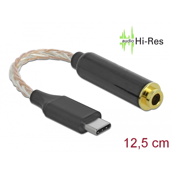 Delock Audio adapter USB Type-C  apa   4,4 mm 5-tus sztereo jack anya 12,5 cm (66302)