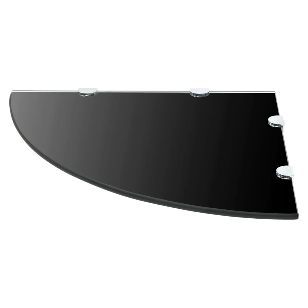 Fekete üveg sarokpolc króm tartóval 45x45 cm (243857)