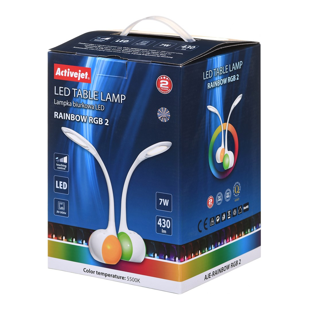 Activejet LAJE-RAINBOW RGB Asztali LED lámpa 11 x 54 cm - Fehér (AJE-RAINBOW 2)