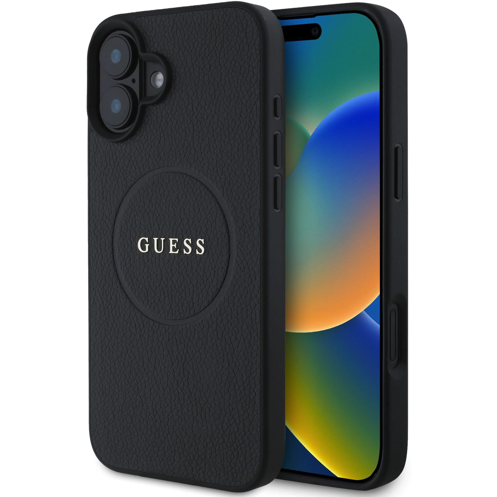 Guess PU Grained Classic Logo MagSafe iPhone 16 Plus Black tok (GUHMP16MPGHSMMK)