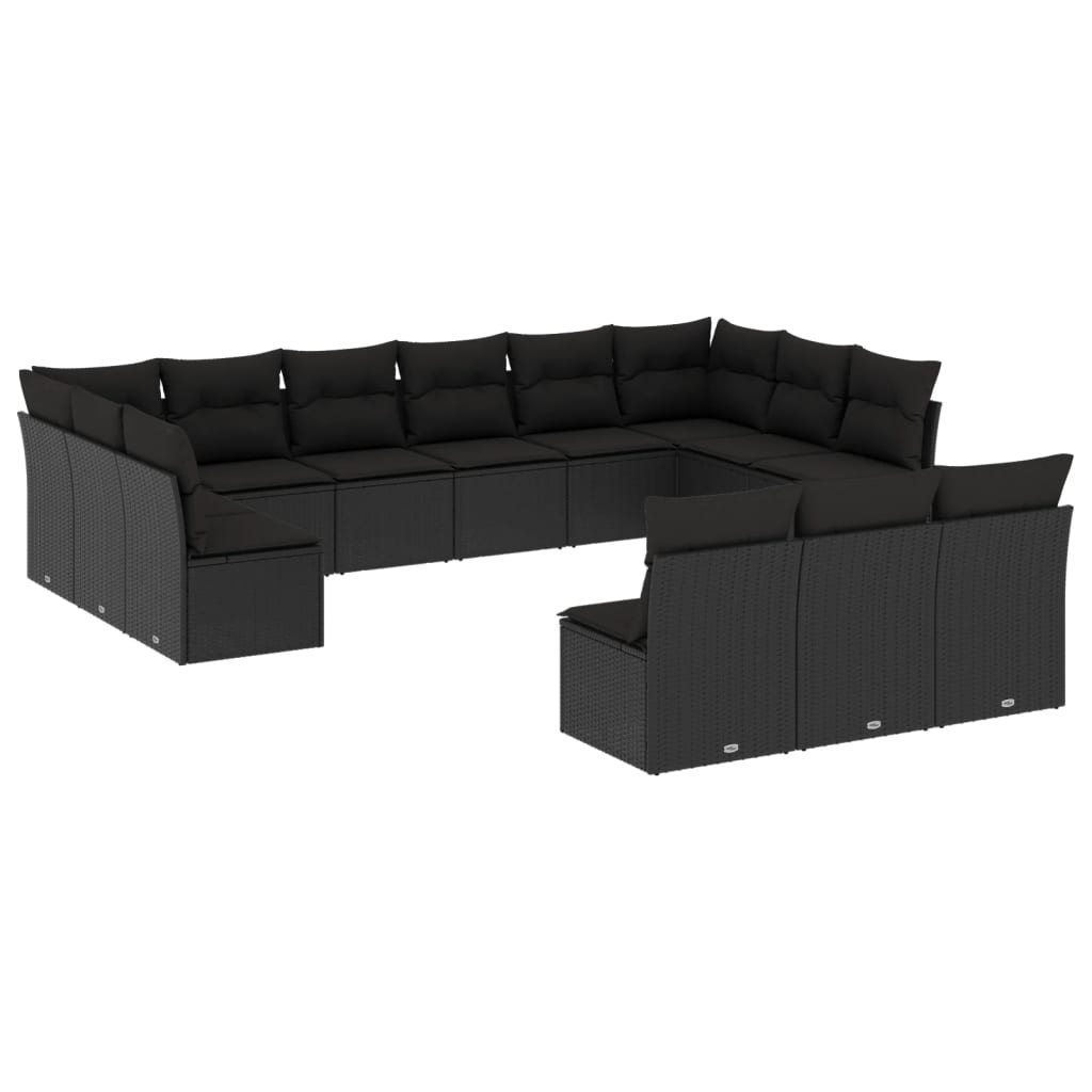 13 részes fekete polyrattan kerti ülőgarnitúra párnákkal (3250224)