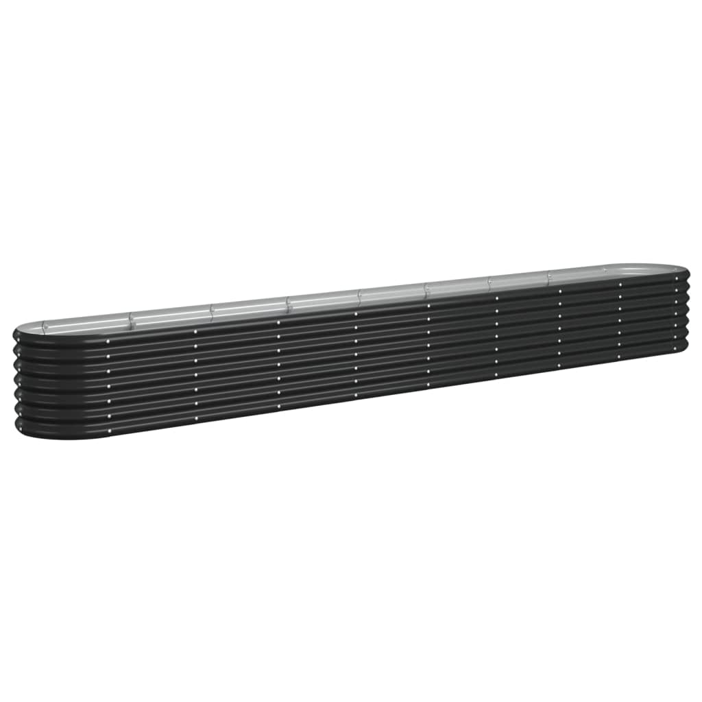 antracitszürke porszórt acél kerti magaságyás 332x40x36 cm (318886)