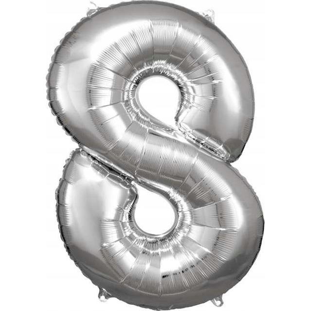 Óriás Szám Fólia Lufi - 8-as, 83x55 cm, Ezüst (9906293)