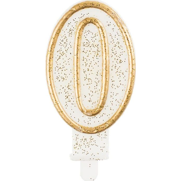 Csillámos Számgyertya - 0-ás, Arany (GODA1917)