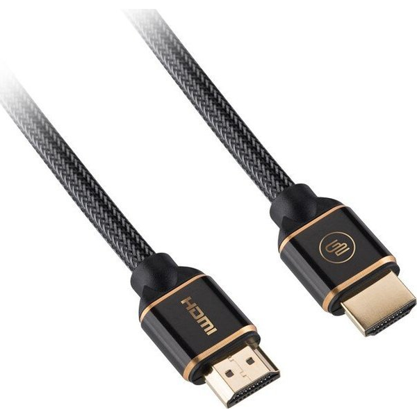 Kabel GoGEN HDMI 2.0, 3 m, pozlacený, opletený, High speed, Ethernet, černý
