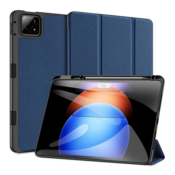 Dux Ducis DOMO tok álló, bőr hatású (aktív FLIP, oldalra nyíló, TRIFOLD, asztali tartó, ceruza tartó) SÖTÉTKÉK Xiaomi Pad 6S Pro (GP-157401)
