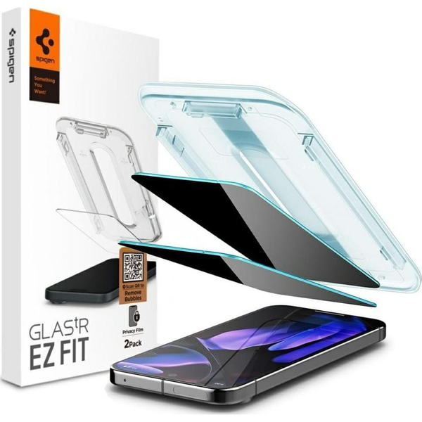 Комплект от 2 стъкла за поверителност Spigen Glas.tr EZ Fit Privacy 2-Pack, съвместими с Google Pixel 9 / 9 Pro, прозрачни