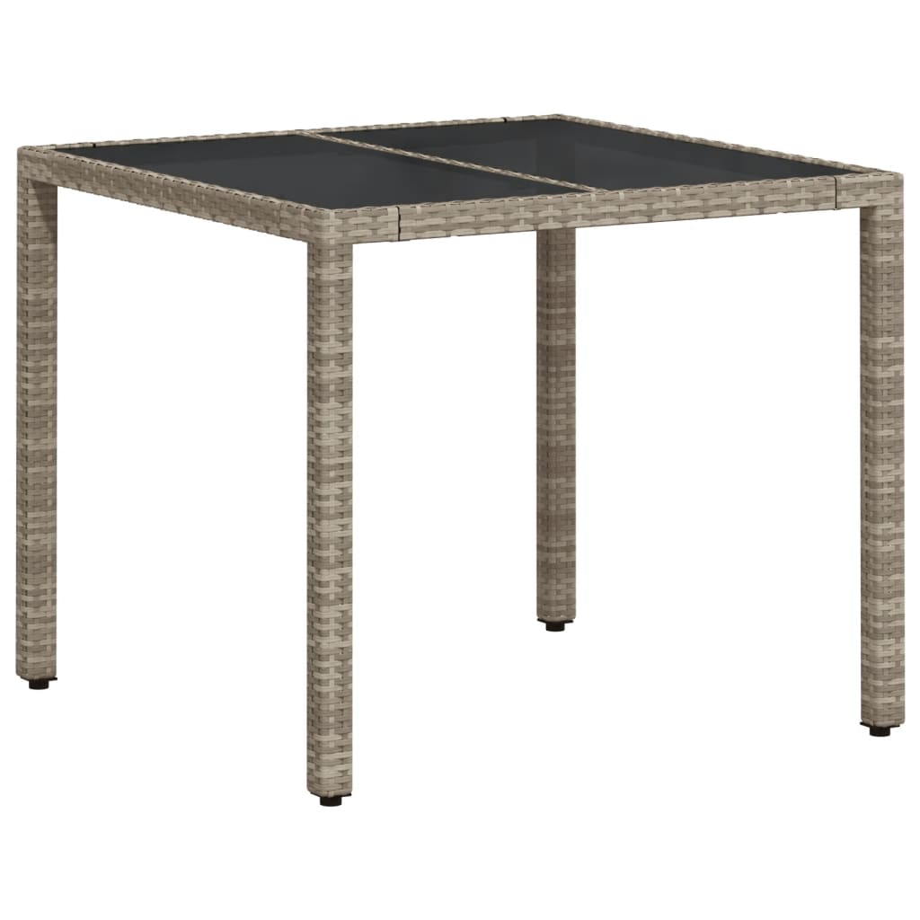 világosszürke polyrattan üveglapos kerti asztal 90 x 90 x 75 cm (368122)