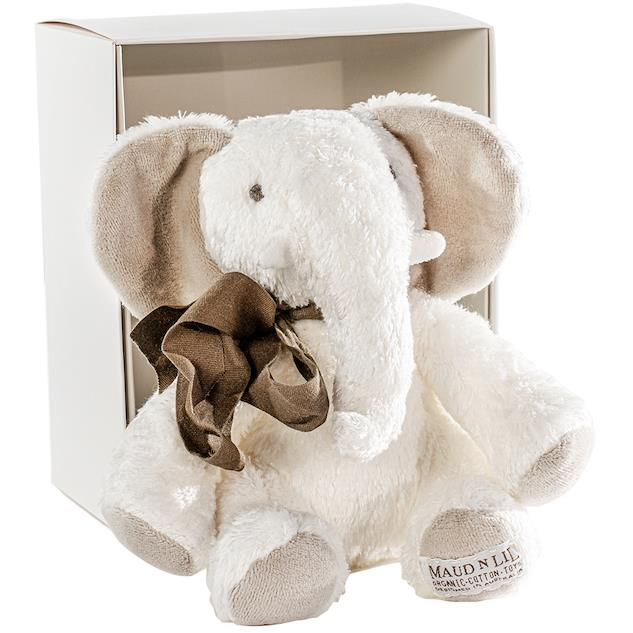 Maud N Lil Nellie elefánt, fehér, ajándékdobozban, kártyával (0638302222754)