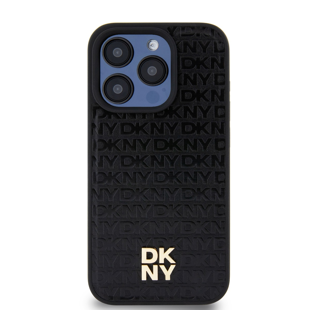 DKNY iPhone 13 Pro MagSafe Ismétlődő mintás PU Bőr Telefon tok - Fekete (DKHMP13LPSHRPSK)