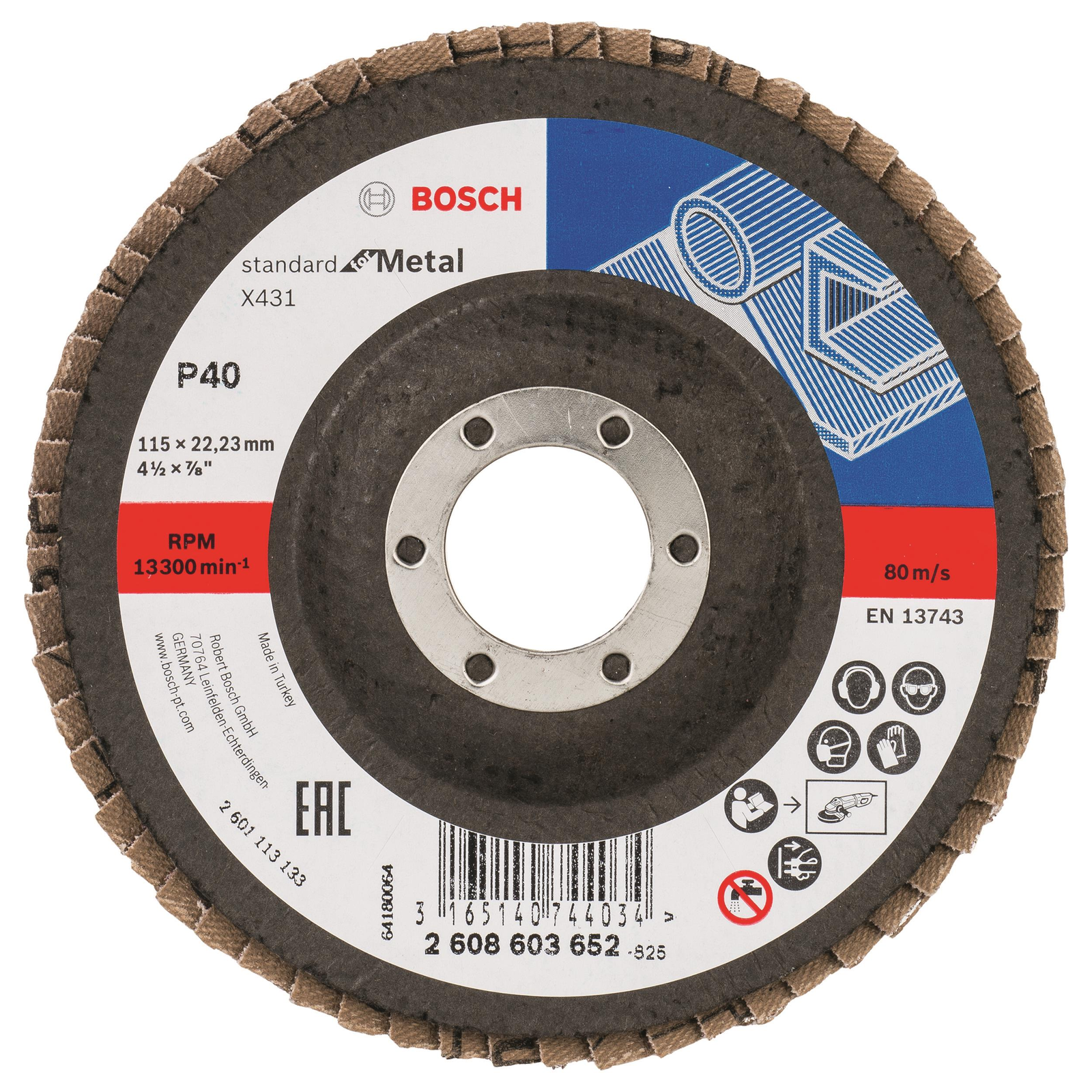 BOSCH 2608603652 X431, Standard for Metal lamellás csiszolókorong (2.608.603.652)