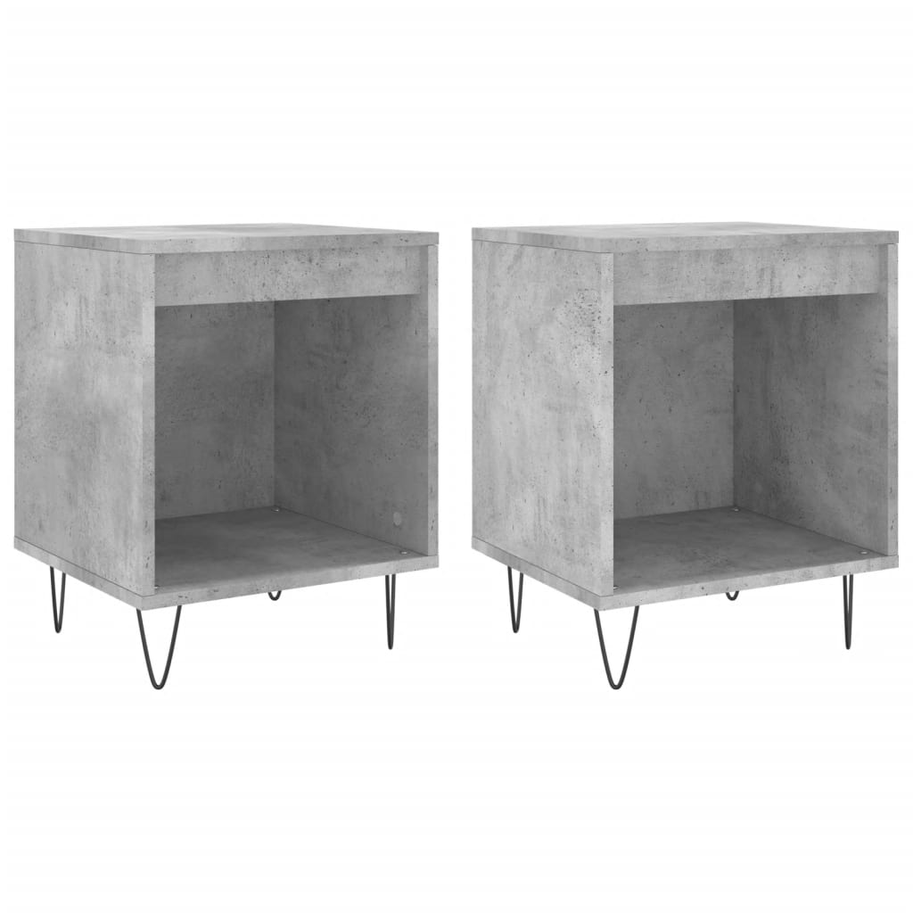 2 db betonszürke szerelt fa éjjeliszekrény 40 x 35 x 50 cm (830725)