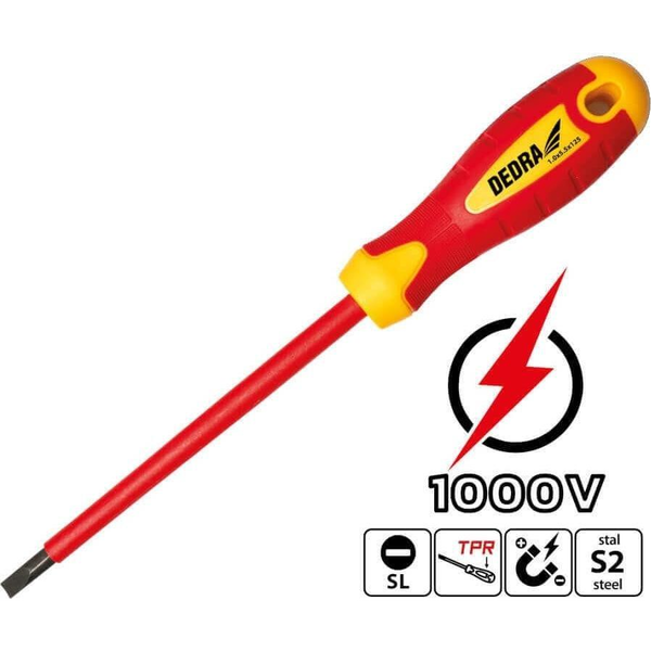 Dedra Lapos Csavarhúzó 2.5x75 mm Szigetelt Mágneses