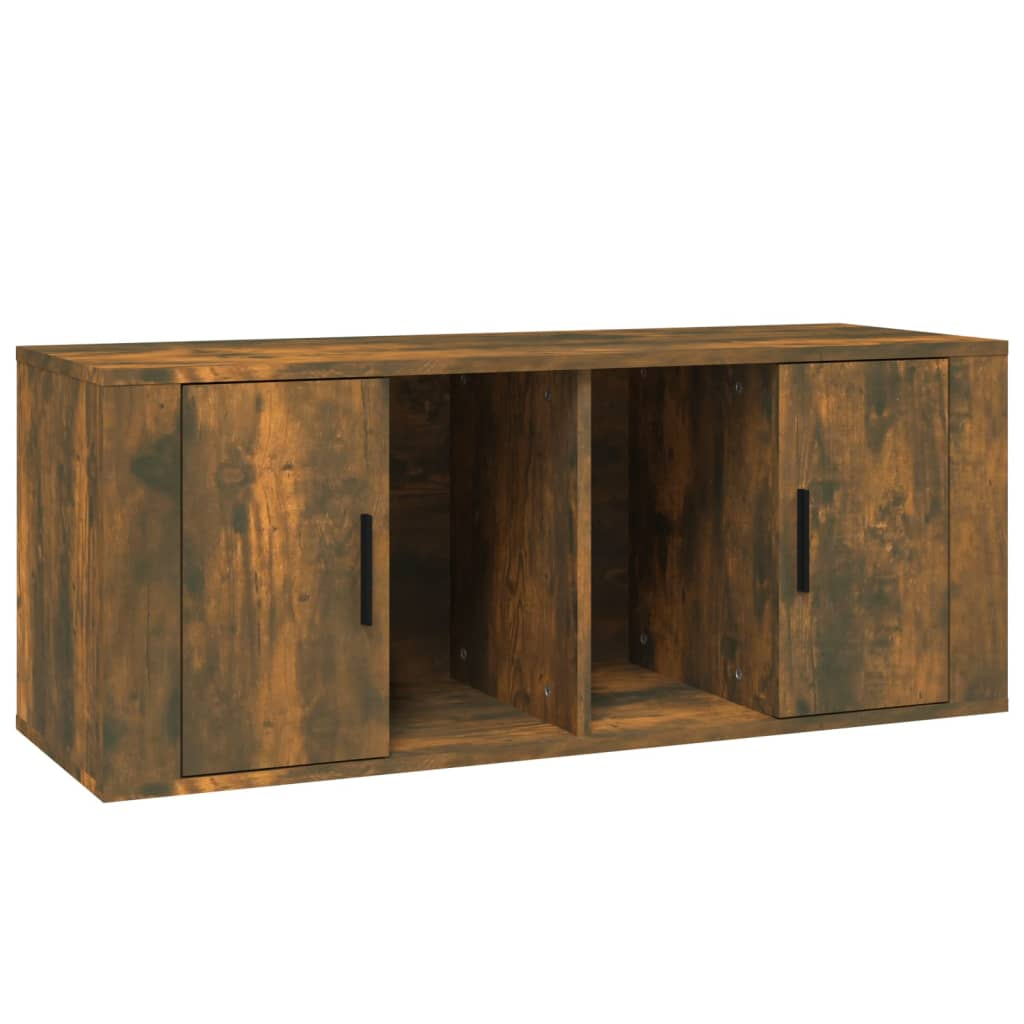 füstös tölgyszínű szerelt fa TV-szekrény 100 x 35 x 40 cm (816805)