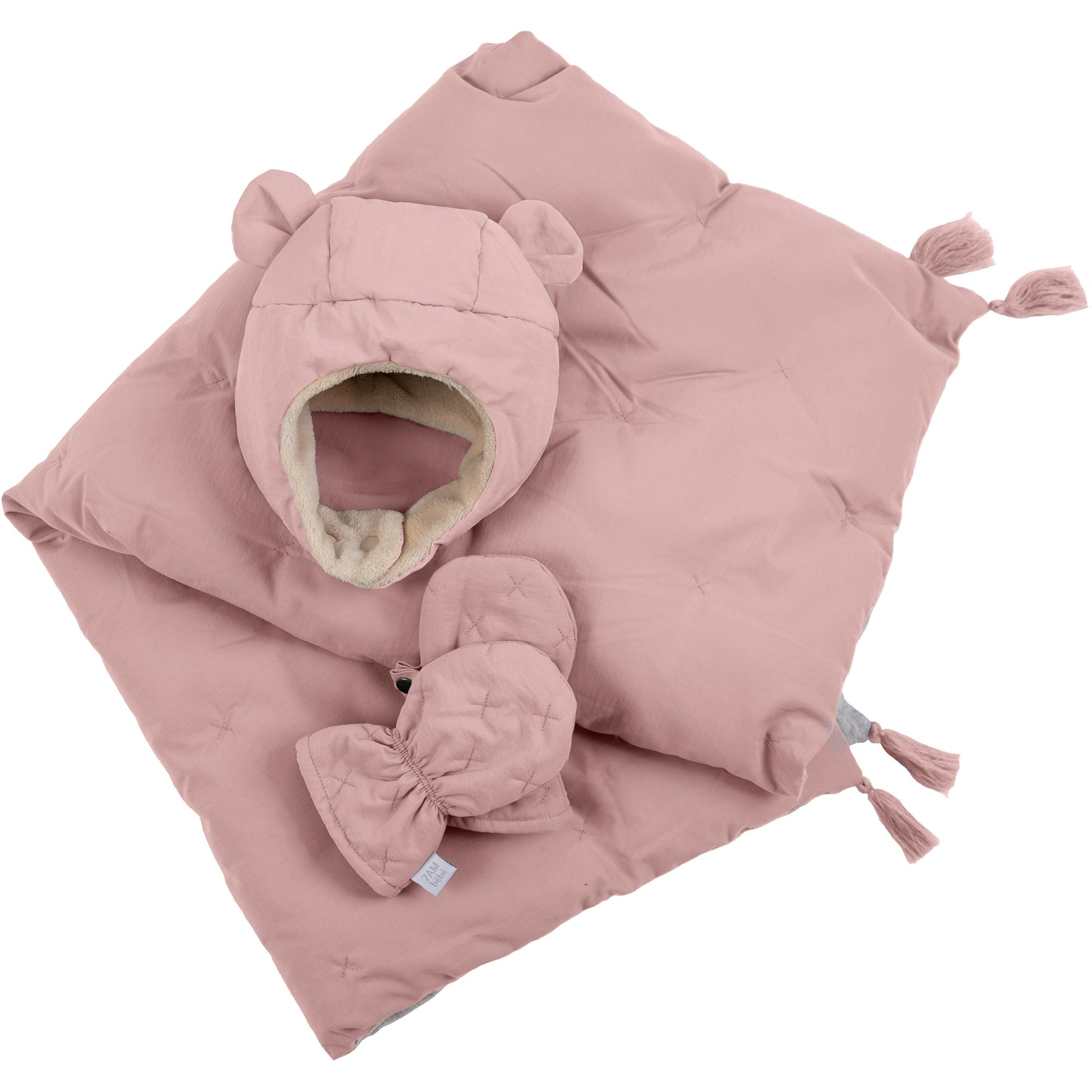 7AM Enfant komplett szett AIRY PINK ( 0-6m ) - sapka, kesztyű, takaró (889427005801)