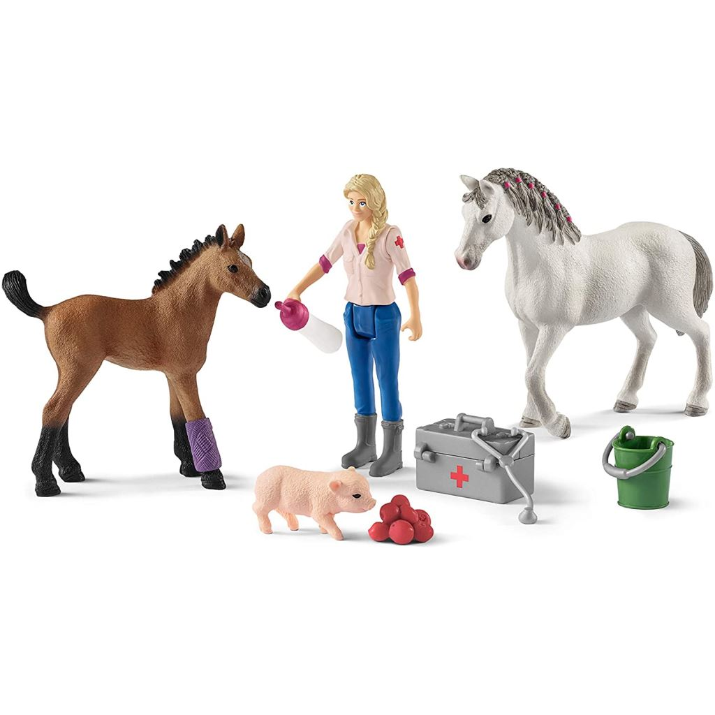 Schleich orvoslátogatás kancával és csikóval (42486) (sch42486)