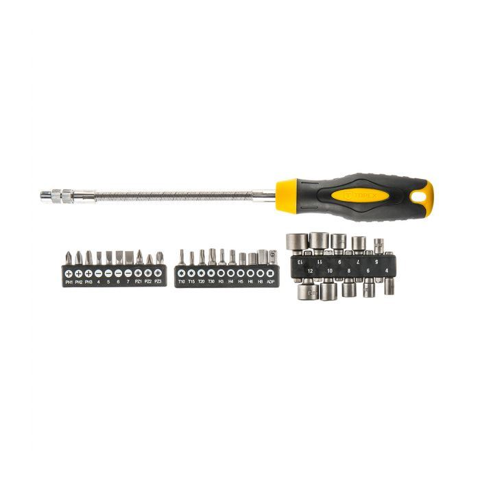 Topex Csavarhúzó és dugókulcskészlet flexibilis 31db (39D865) (Topex 39D865)