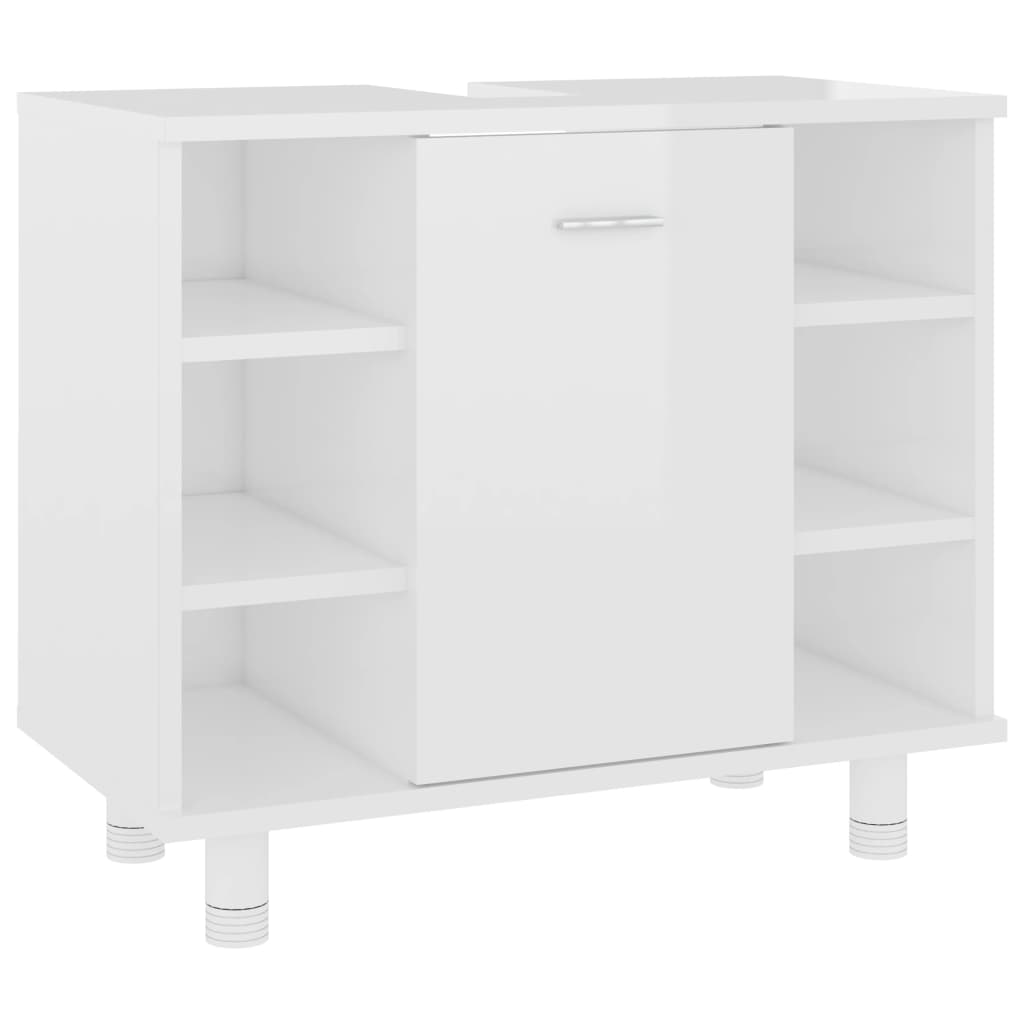 magasfényű fehér forgácslap fürdőszobaszekrény 60x32x53,5 cm (802639)
