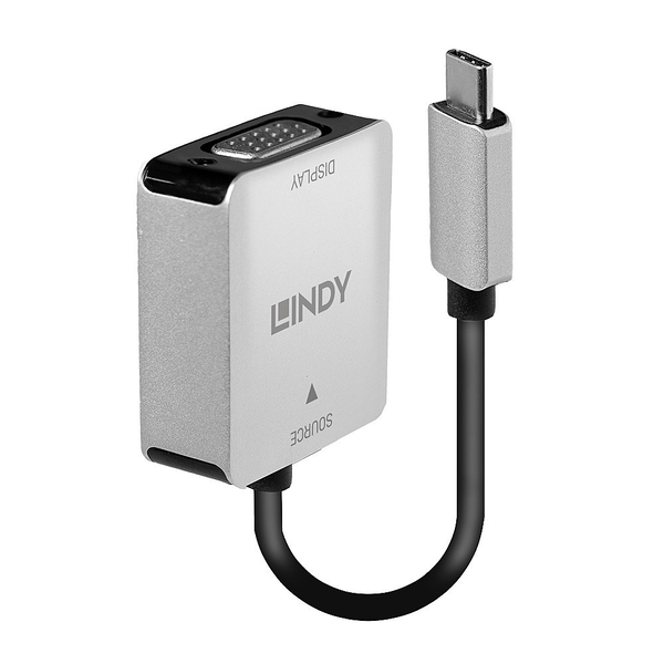 Lindy 43295 adaptér na video kábel 0,12 m USB Typ-C VGA (D-Sub) Šedá