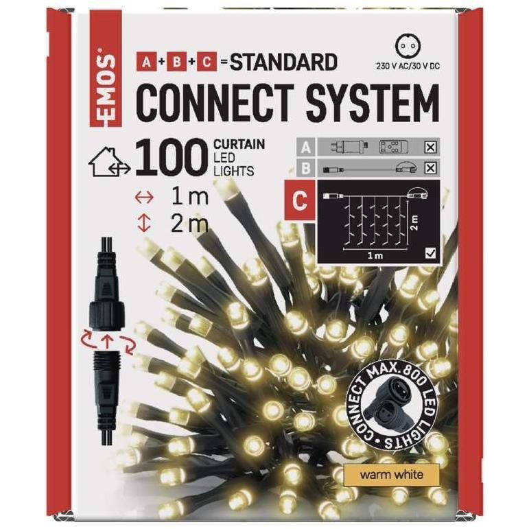 EMOS Standard LED sorolható karácsonyi fényfüzér, 1x2 m, kültéri, meleg fehér (D1EW01)