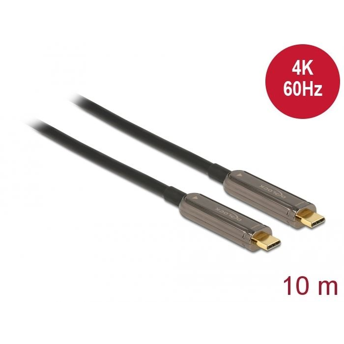 Delock Aktív optikai video kábel USB-C csatlakozóval 4K 60 Hz 10 m (84103) (D84103)