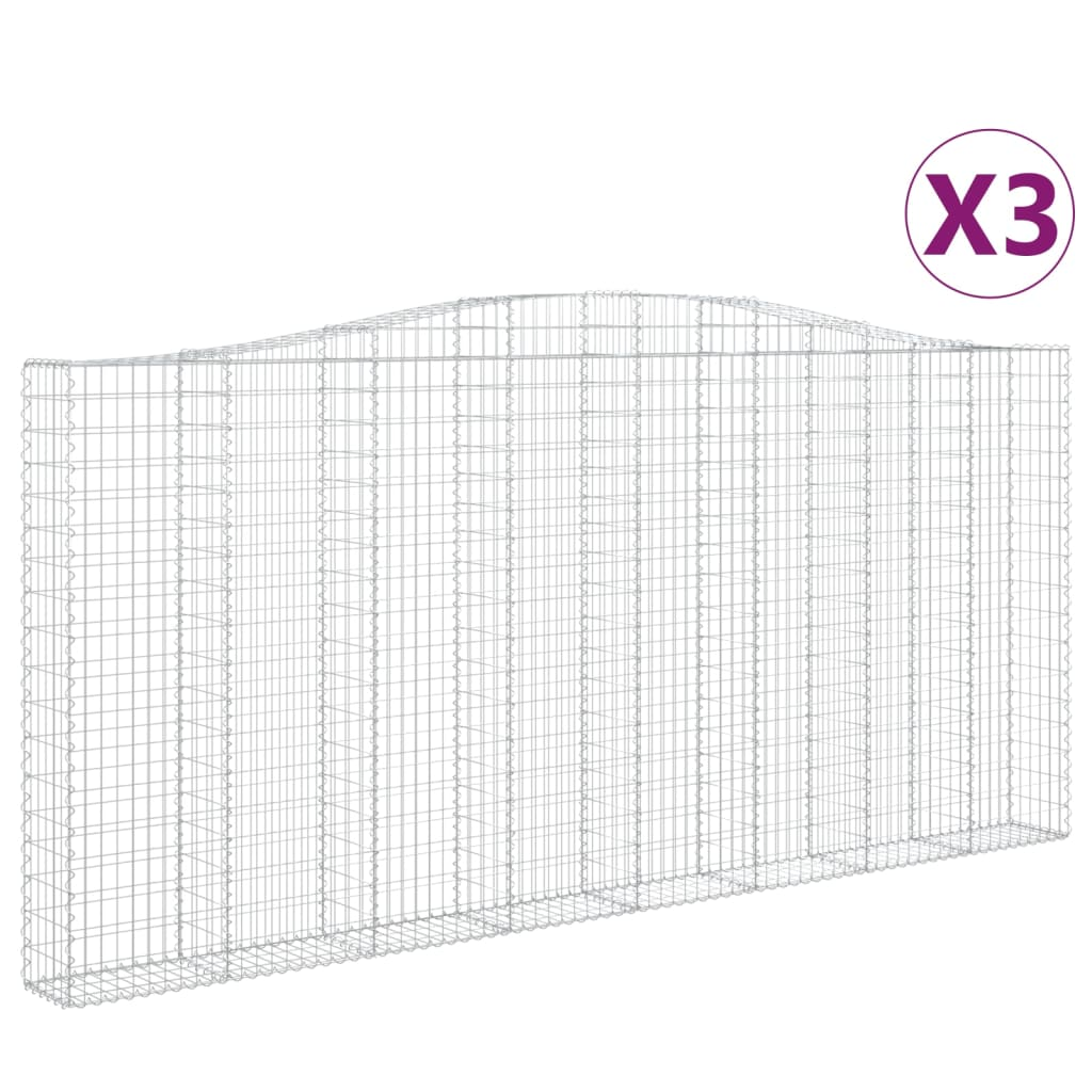 3 db íves horganyzott vas gabion kosár 200x30x180/200 cm (3145879)