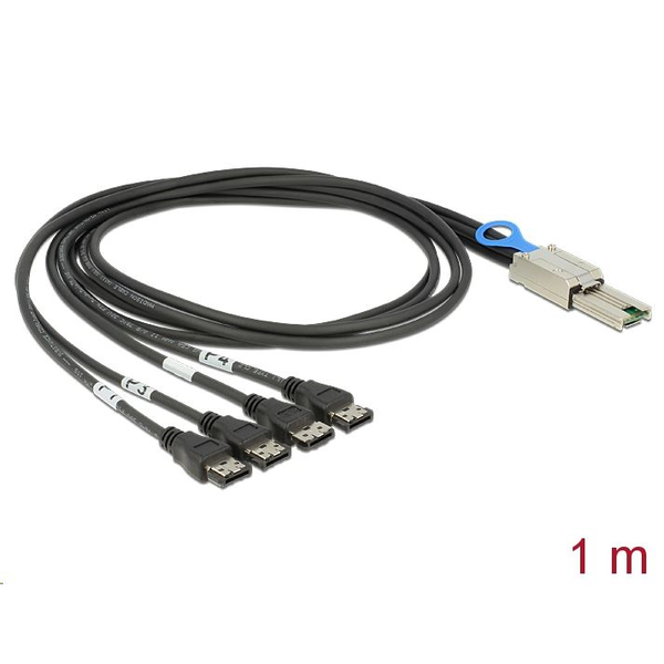 Delock mini SAS 26 tűs - 4db eSATA kábel (SFF 8088 - 4db eSATA) 1m (83064)