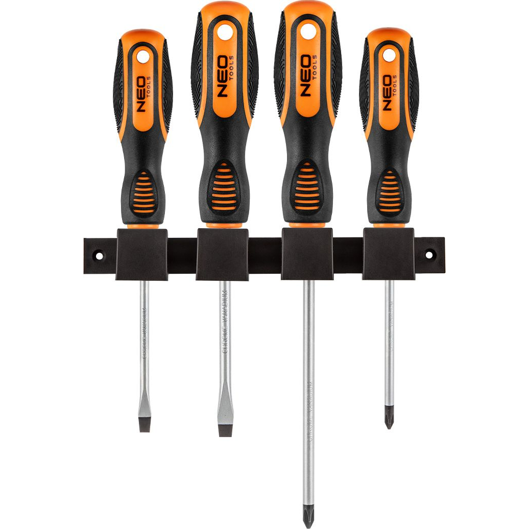 NEO 04-191 Csavarhúzó Készlet, Fali Tartóval, 4db (04-191)