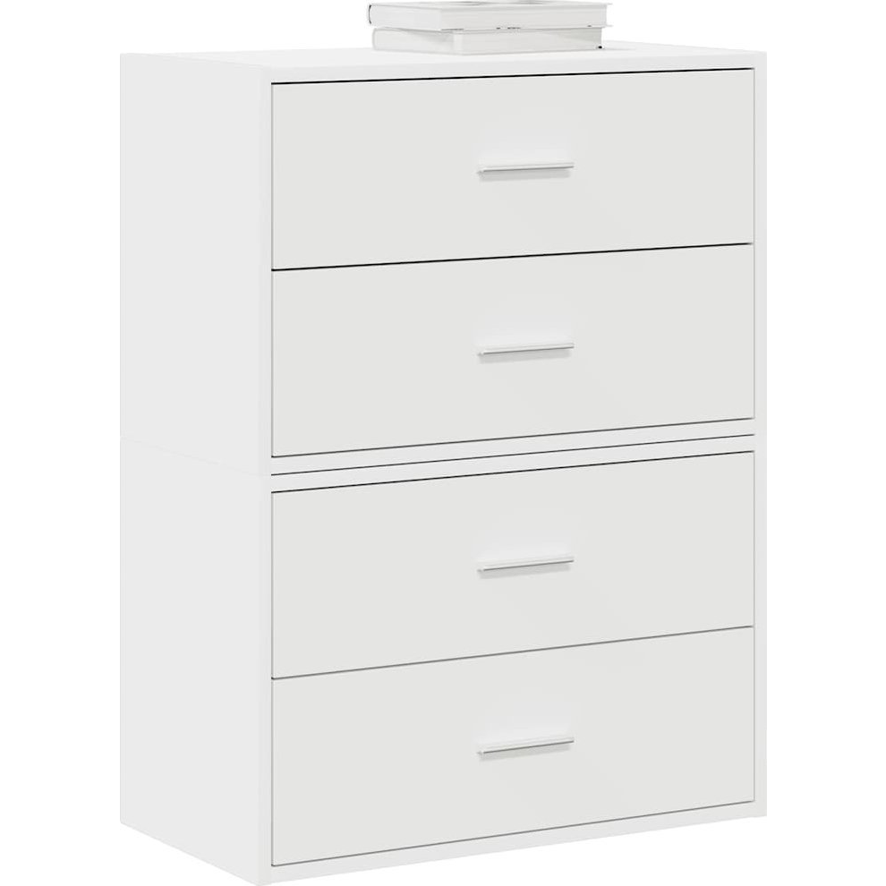 2 db fehér szerelt fa szekrény 2 fiókkal 60 x 31 x 40 cm (858822)