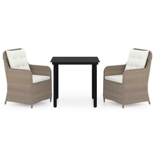 Set mobilier pentru grădină, 3 piese, maro