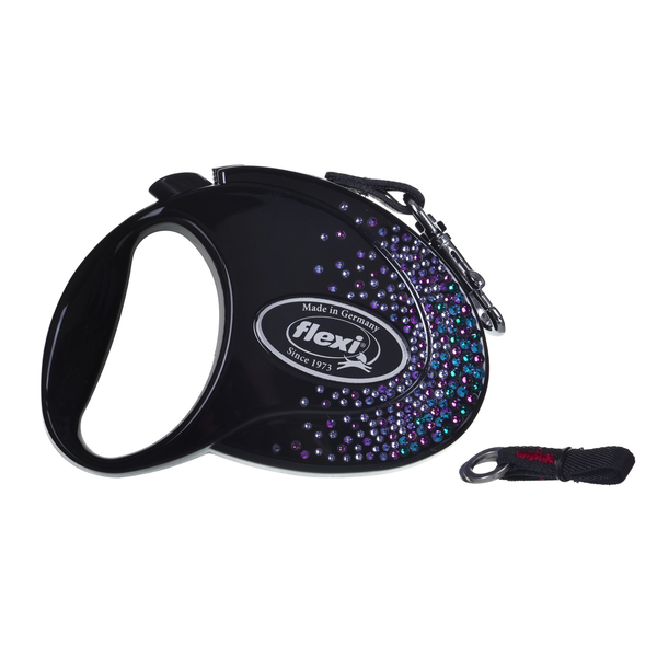 Flexi Glam Splash Mystic M/5m Csévélő szalagos kutyapóráz - Fekete