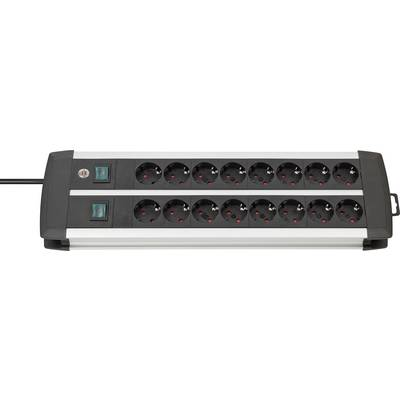 Base Múltiple Premium-alu-line Technics Con 2 Y 3 Interruptores (16 Tomas) Brennenstuhl 1391000916