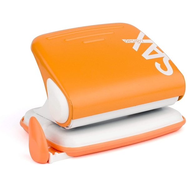 Перфоратор, SAX, дизайн 318, 20 листа, оранжев/бял