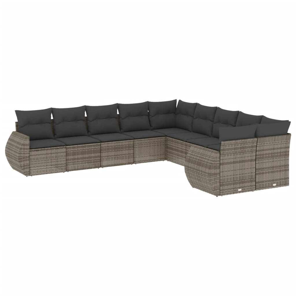 10 részes szürke polyrattan kerti ülőgarnitúra párnákkal (3254247)