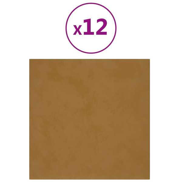 Panouri de perete 12 buc. maro 30x30 cm catifea 1,08 m²