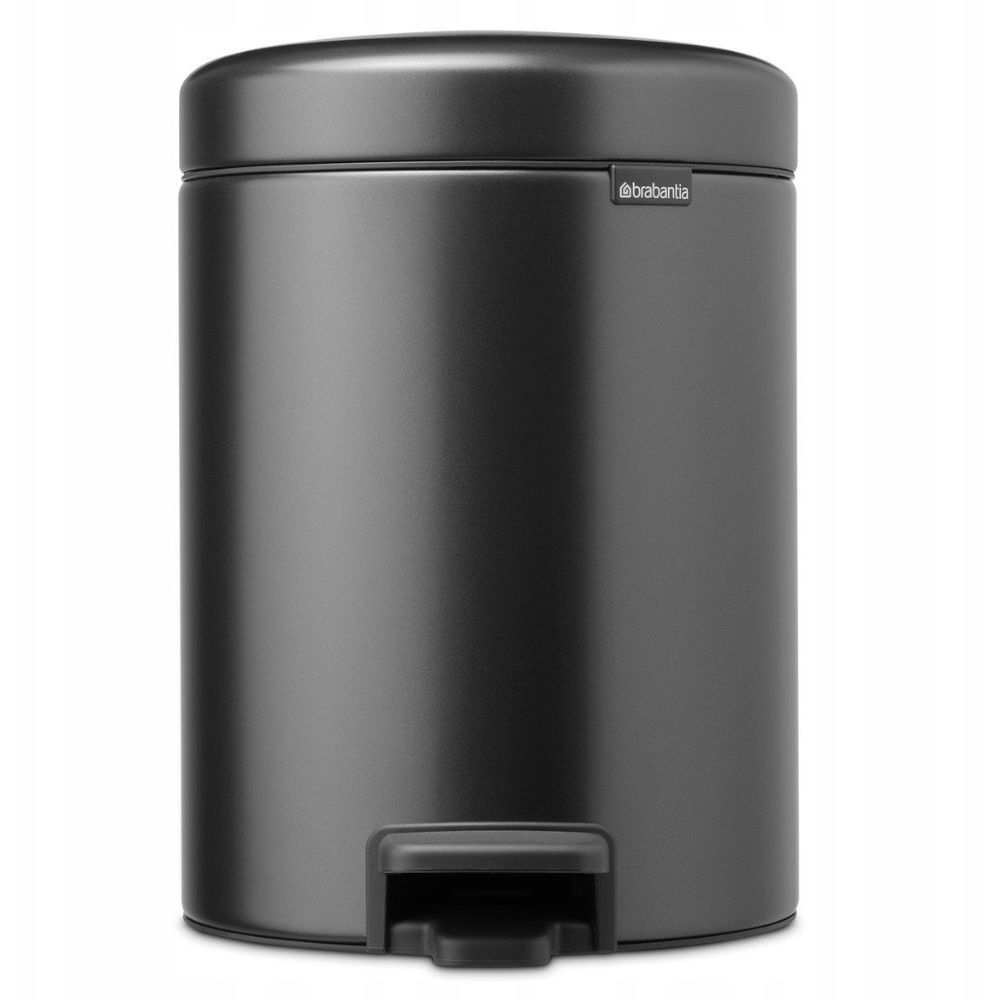 Brabantia NewIcon pedálos hulladékgyűjtő szagmentesen záródó Soft-Close fedél, műanyag tartály, 5L - W méret, acél, magabiztos szürke - 233463 (233463)