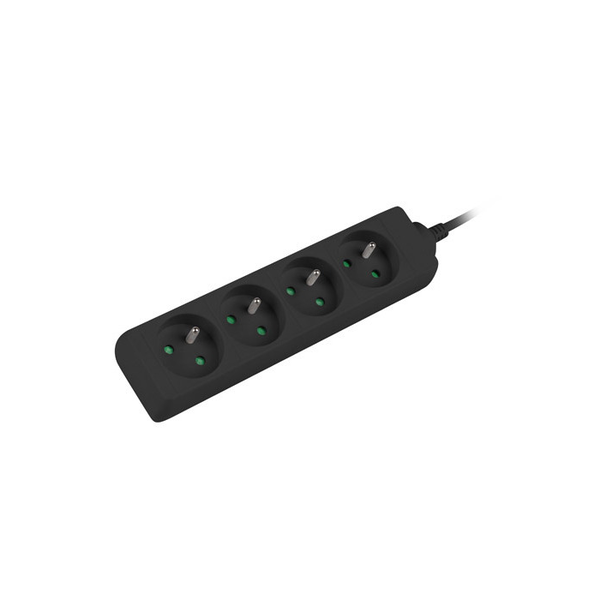 Prelungitor pentru UPS, lungime 1 m, 4 prize cu soclu CEE 7/5 , Lanberg 41950, IEC 320 C14, 2500 W, negru