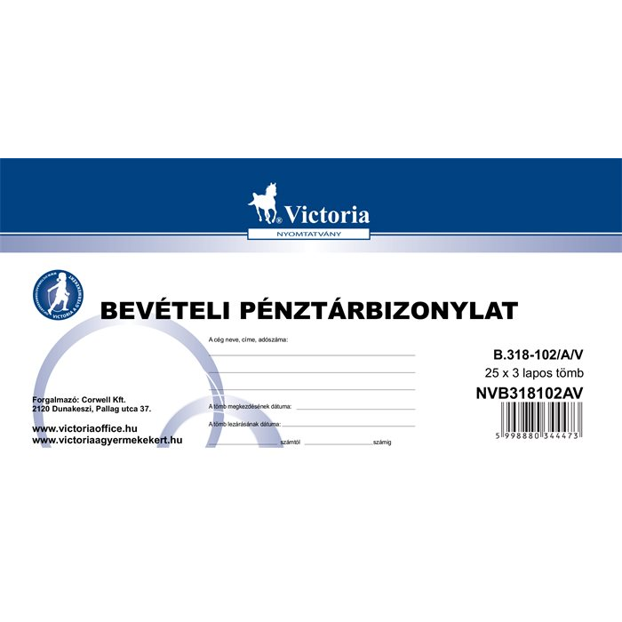 Victoria B.318-102 bevételi pénztárbizonylat (B.318-102/A/V)