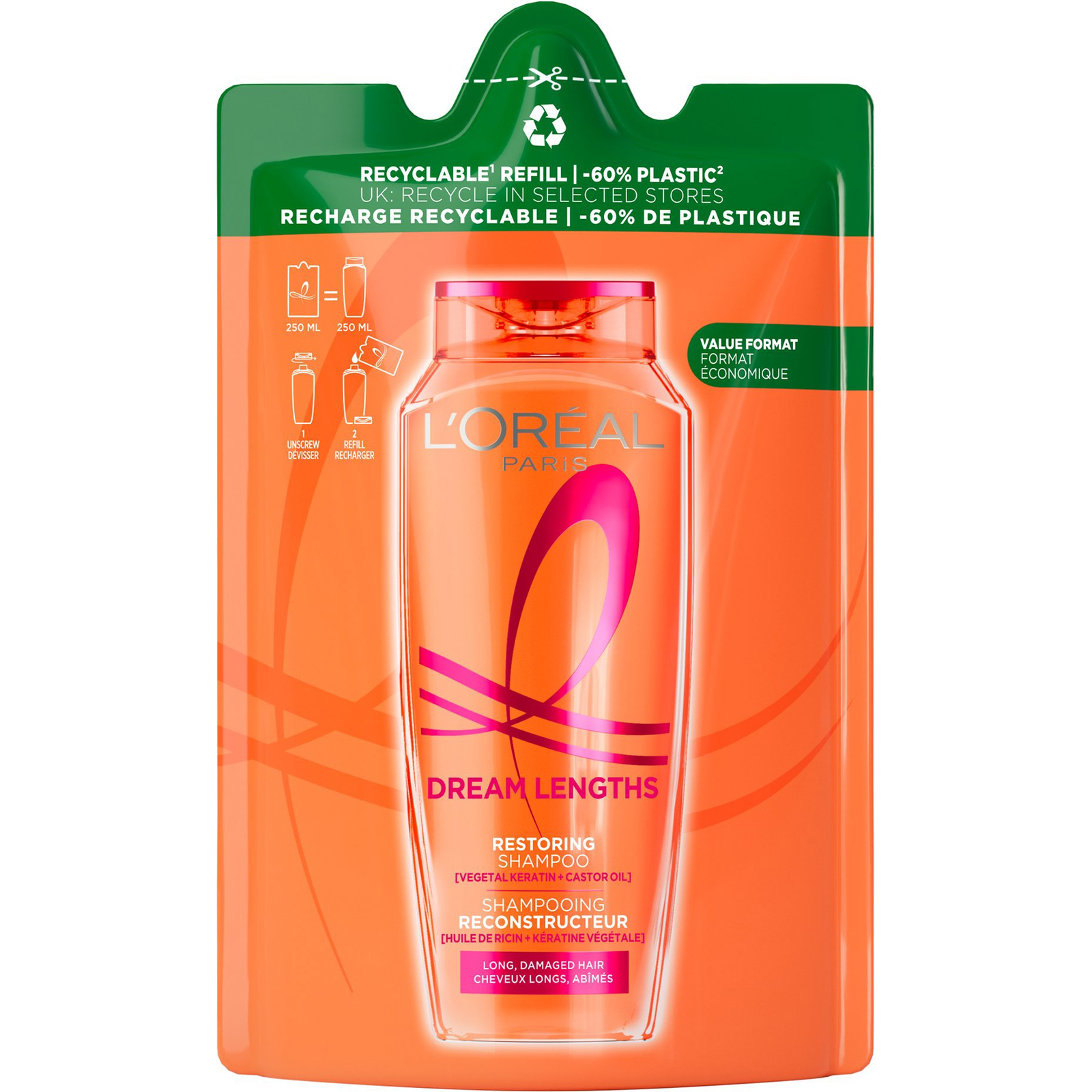 L'ORÉAL PARIS Elseve Dream Long utántöltő, 250 ml (3600524173562)