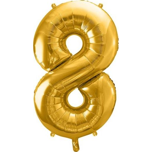  Party Deco Balon foliowy Cyfra "8", 86cm, złoty uniwersalny