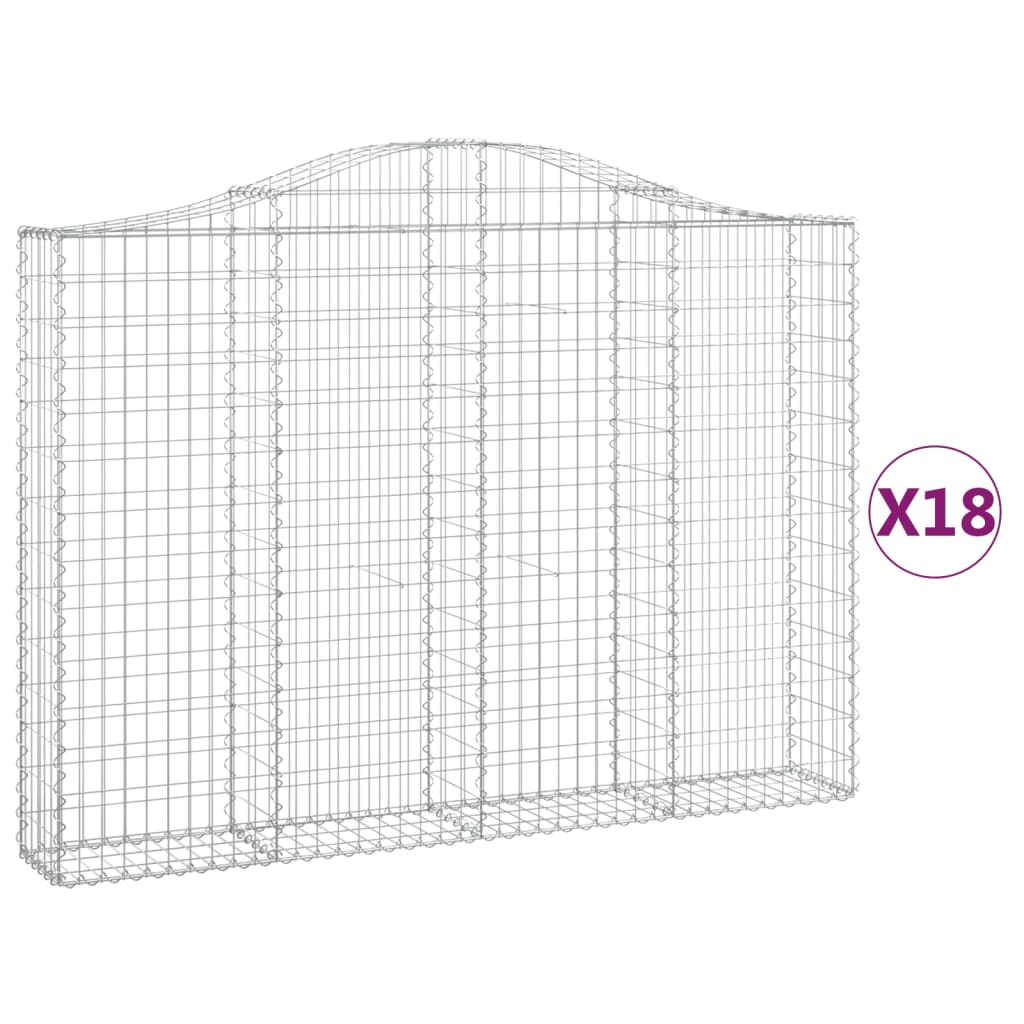 18 db íves horganyzott vas gabion kosár 200x30x140/160 cm (3145486)