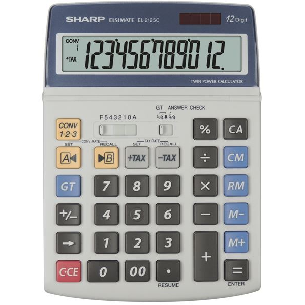 Sharp EL-2125C asztali számológép szürke (EL-2125C)