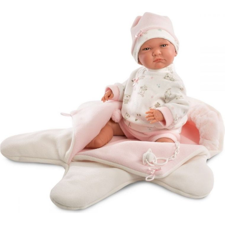 Llorens: Mimi Llorana 42cm-es síró újszülött baba pléddel és szőrös párnával (GXP-654655)