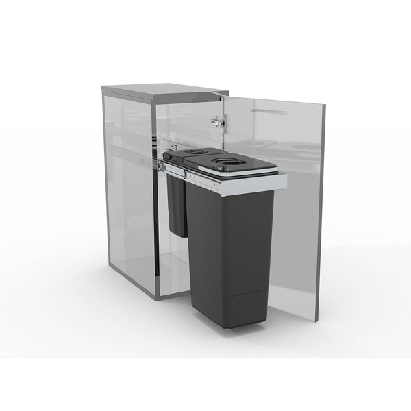 EKOTECH - Beépíthető hulladékgyűjtő SMART Inox 1x26 liter+1x7 liter lágyan záródó
