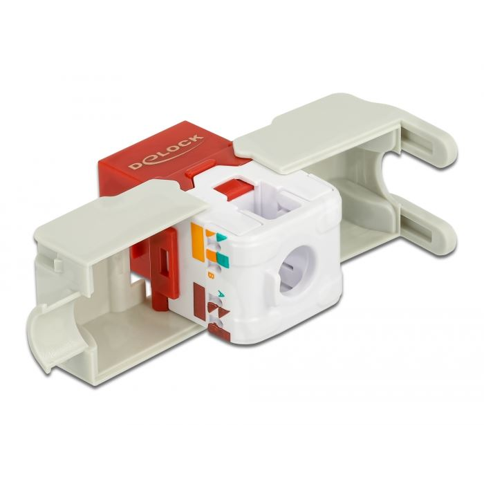 Delock Keystone modul RJ45 jack > LSA Cat.6 UTP piros-fehér (86344) (delock86344)