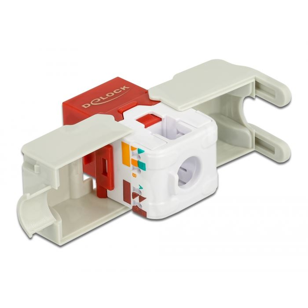 Keystone modul RJ45 pro LSA bez nářadí Cat.6 UTP červený Delock 86344