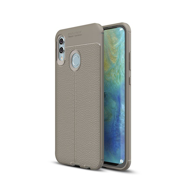 Szilikon telefonvédő (közepesen ütésálló, bőr hatású, varrás minta) SZÜRKE [Honor 10 Lite] (5996457836512)